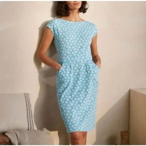 Boden Florrie Jersey Knit Dress Dawn Blue Bird Tile Sz. 12R